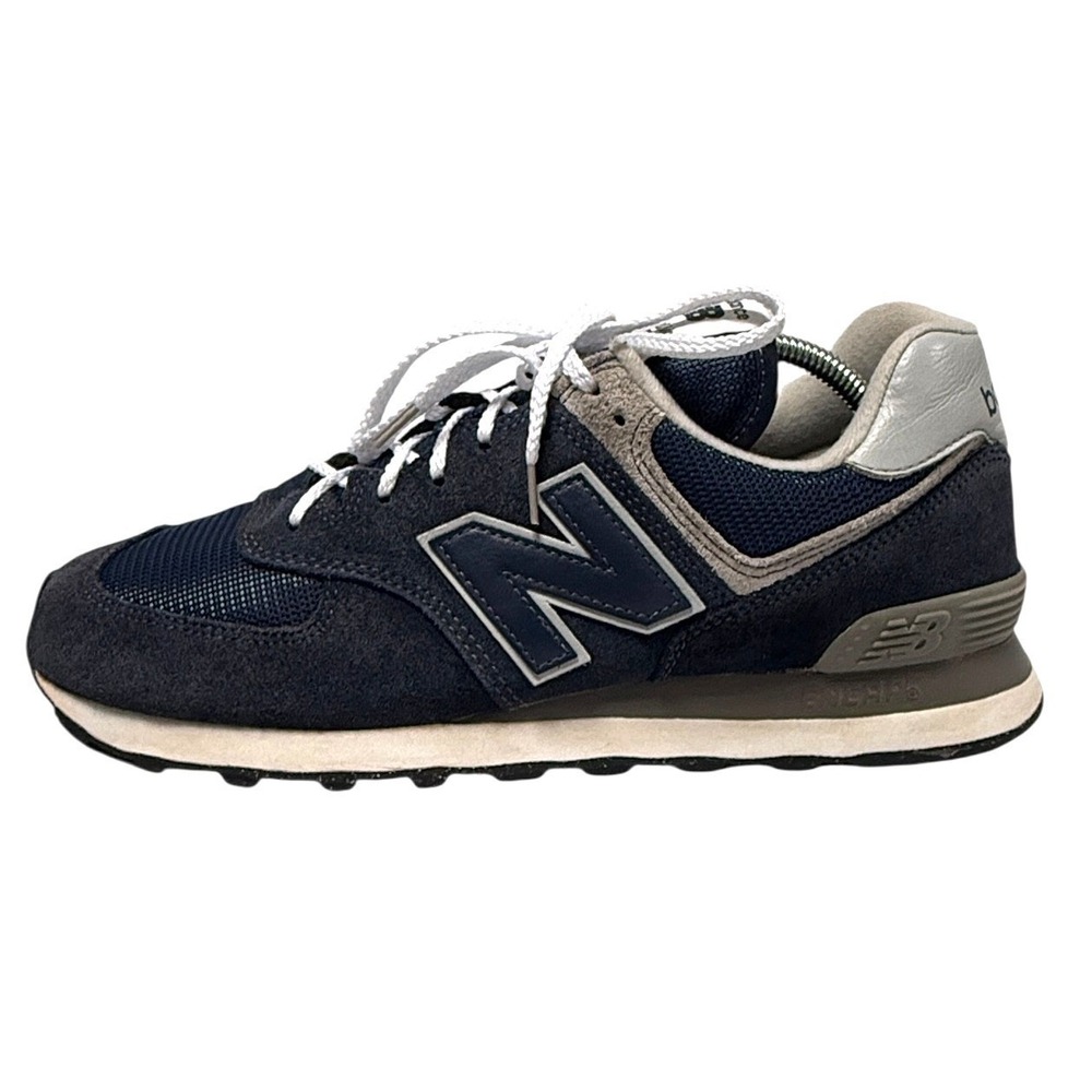 New Balance Classic 574 Navy Blue Suede Sneakers Womens Low Top Shoes sz 9.5